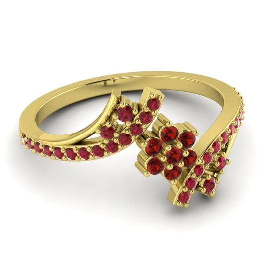 Simple Floral Pave Bypass Anvaya Ring