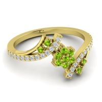 Simple Floral Pave Bypass Anvaya Ring