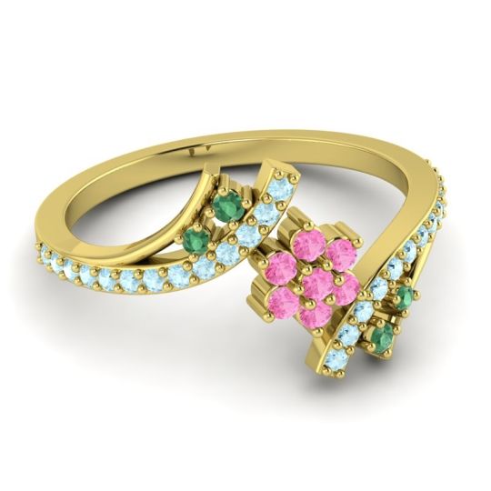 Simple Floral Pave Bypass Anvaya Ring