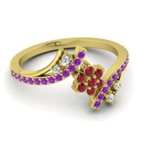 Simple Floral Pave Bypass Anvaya Ring