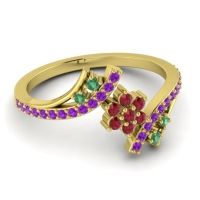 Simple Floral Pave Bypass Anvaya Ring