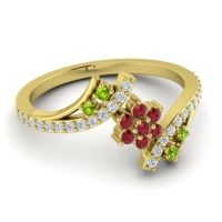 Simple Floral Pave Bypass Anvaya Ring