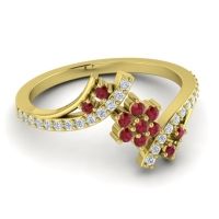 Simple Floral Pave Bypass Anvaya Ring