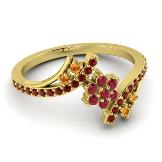 Simple Floral Pave Bypass Anvaya Ring
