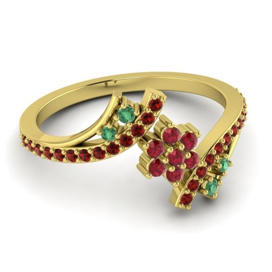 Simple Floral Pave Bypass Anvaya Ring