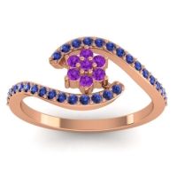 Amethyst Fashion Ring In 18K Rose Gold With Blue Sapphire – Plava Simple Ring