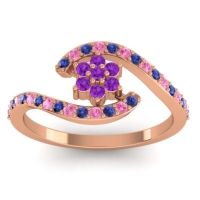 Amethyst Fashion Ring In 18K Rose Gold With Blue Sapphire And Pink Tourmaline – Plava Simple Ring