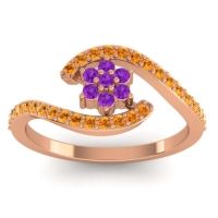 Amethyst Fashion Ring In 18K Rose Gold With Citrine – Plava Simple Ring