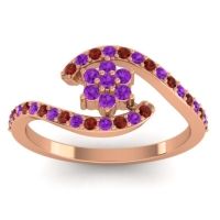 Amethyst Fashion Ring In 18K Rose Gold With Garnet – Plava Simple Ring