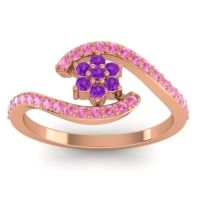 Amethyst Fashion Ring In 18K Rose Gold With Pink Tourmaline – Plava Simple Ring