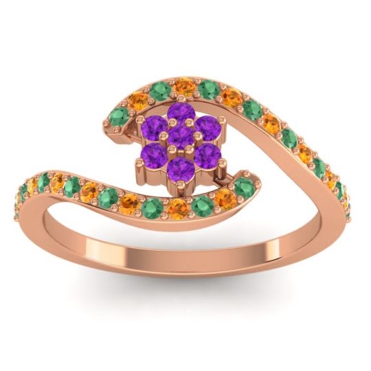 Simple Floral Pave Bypass Plava Ring