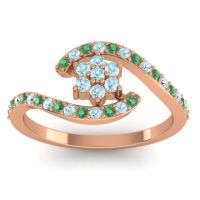 Aquamarine Fashion Ring In 14K Rose Gold With Emerald – Plava Simple Ring