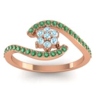 Aquamarine Fashion Ring In 18K Rose Gold With Emerald – Plava Simple Ring