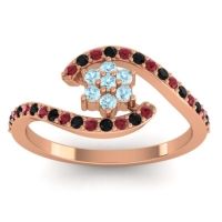 Aquamarine Fashion Ring In 18K Rose Gold With Ruby And Black Onyx – Plava Simple Ring