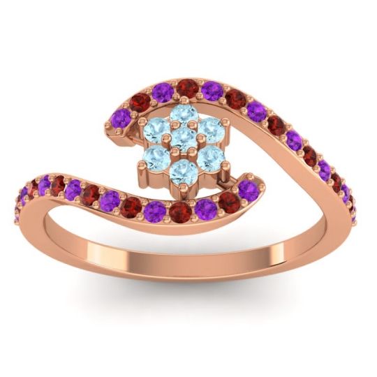 Simple Floral Pave Bypass Plava Ring