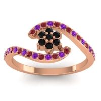 Black Onyx Fashion Ring In 18K Rose Gold With Ruby And Amethyst – Plava Simple Ring