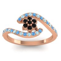 Black Onyx Fashion Ring In 18K Rose Gold With Swiss Blue Topaz And Aquamarine – Plava Simple Ring