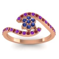 Blue Sapphire Fashion Ring In 18K Rose Gold With Amethyst And Ruby – Plava Simple Ring