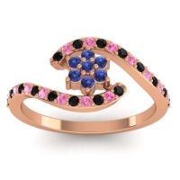 Blue Sapphire Fashion Ring In 18K Rose Gold With Black Onyx And Pink Tourmaline – Plava Simple Ring