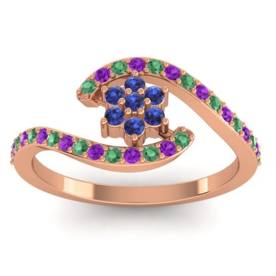 Simple Floral Pave Bypass Plava Ring