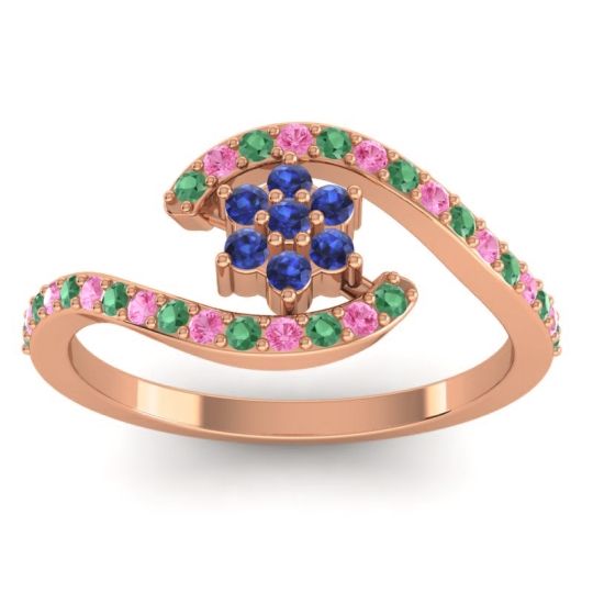 Simple Floral Pave Bypass Plava Ring