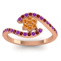 Citrine Fashion Ring In 18K Rose Gold With Amethyst And Garnet – Plava Simple Ring