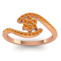 Simple Floral Pave Bypass Plava Ring