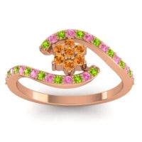 Citrine Fashion Ring In 18K Rose Gold With Peridot And Pink Tourmaline – Plava Simple Ring