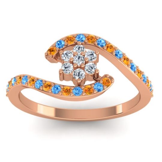 Simple Floral Pave Bypass Plava Ring