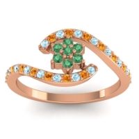 Emerald Fashion Ring In 18K Rose Gold With Aquamarine And Citrine – Plava Simple Ring