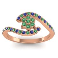 Emerald Fashion Ring In 18K Rose Gold With Blue Sapphire – Plava Simple Ring