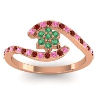 Emerald Fashion Ring In 14K Rose Gold With Pink Tourmaline And Garnet – Plava Simple Ring