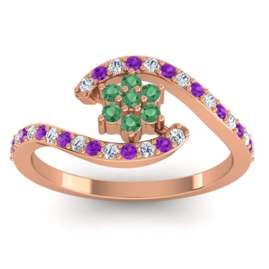 Simple Floral Pave Bypass Plava Ring