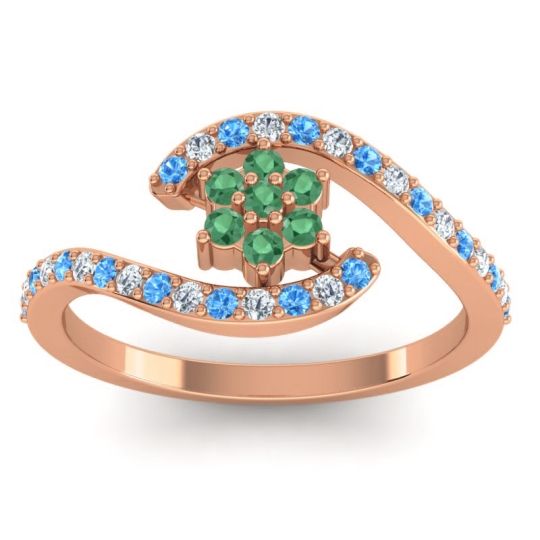 Simple Floral Pave Bypass Plava Ring