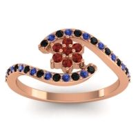 Garnet Fashion Ring In 18K Rose Gold With Black Onyx And Blue Sapphire – Plava Simple Ring