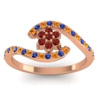 Garnet Fashion Ring In 18K Rose Gold With Citrine And Blue Sapphire – Plava Simple Ring