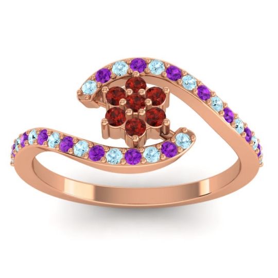 Simple Floral Pave Bypass Plava Ring