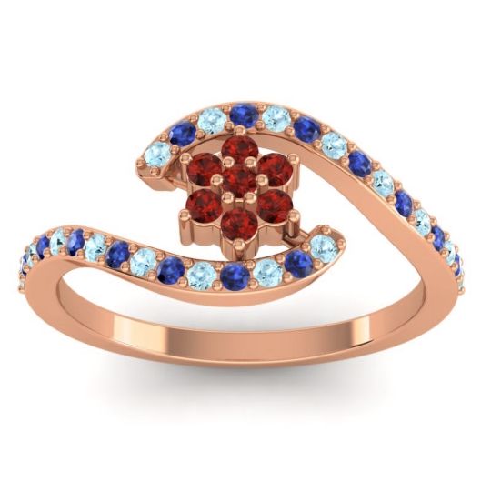 Simple Floral Pave Bypass Plava Ring