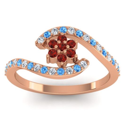 Simple Floral Pave Bypass Plava Ring