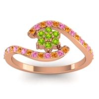 Peridot Fashion Ring In 18K Rose Gold With Citrine And Pink Tourmaline – Plava Simple Ring