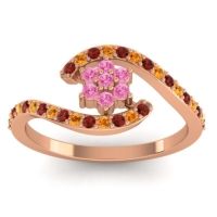 Pink Tourmaline Fashion Ring In 18K Rose Gold With Garnet And Citrine – Plava Simple Ring