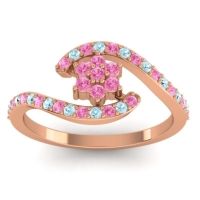 Pink Tourmaline Fashion Ring In 18K Rose Gold With Aquamarine – Plava Simple Ring
