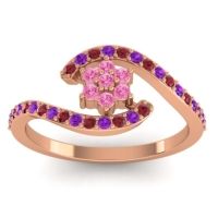 Pink Tourmaline Fashion Ring In 18K Rose Gold With Ruby And Amethyst – Plava Simple Ring