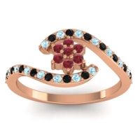 Ruby Fashion Ring In 18K Rose Gold With Aquamarine And Black Onyx – Plava Simple Ring