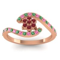 Ruby Fashion Ring In 18K Rose Gold With Emerald And Pink Tourmaline – Plava Simple Ring