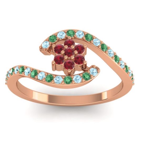 Simple Floral Pave Bypass Plava Ring