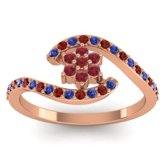 Simple Floral Pave Bypass Plava Ring