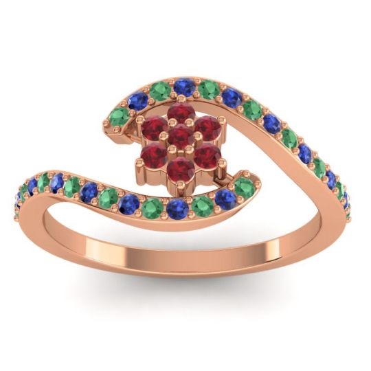 Simple Floral Pave Bypass Plava Ring