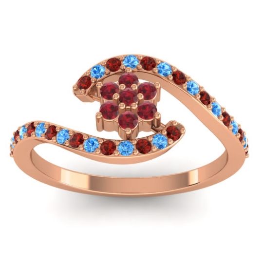 Simple Floral Pave Bypass Plava Ring