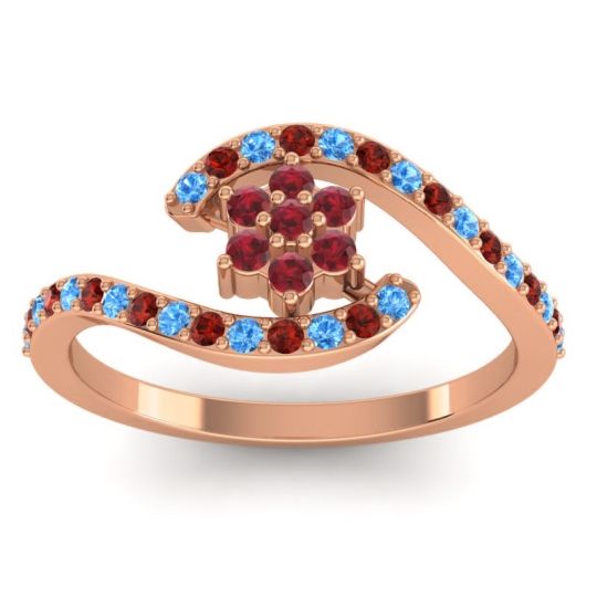 Simple Floral Pave Bypass Plava Ring